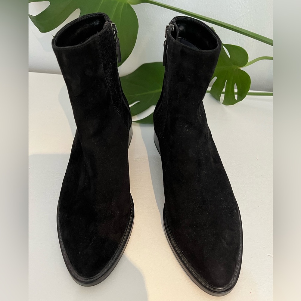 Aquatalia Black Suede Ankle Boots size 7.5